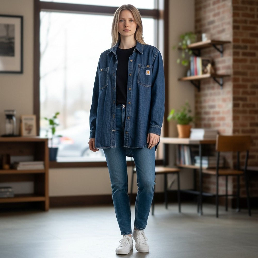 Carhartt‎ Blue Denim Long Sleeve jacket relaxed fit